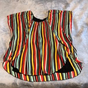 Cha Cha Vente striped top, elastic neckline off shoulder, 2X